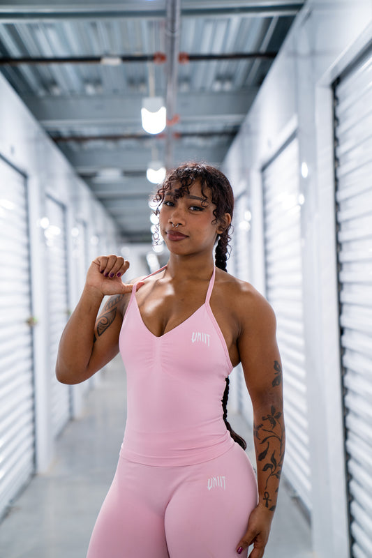 pink halter tank top