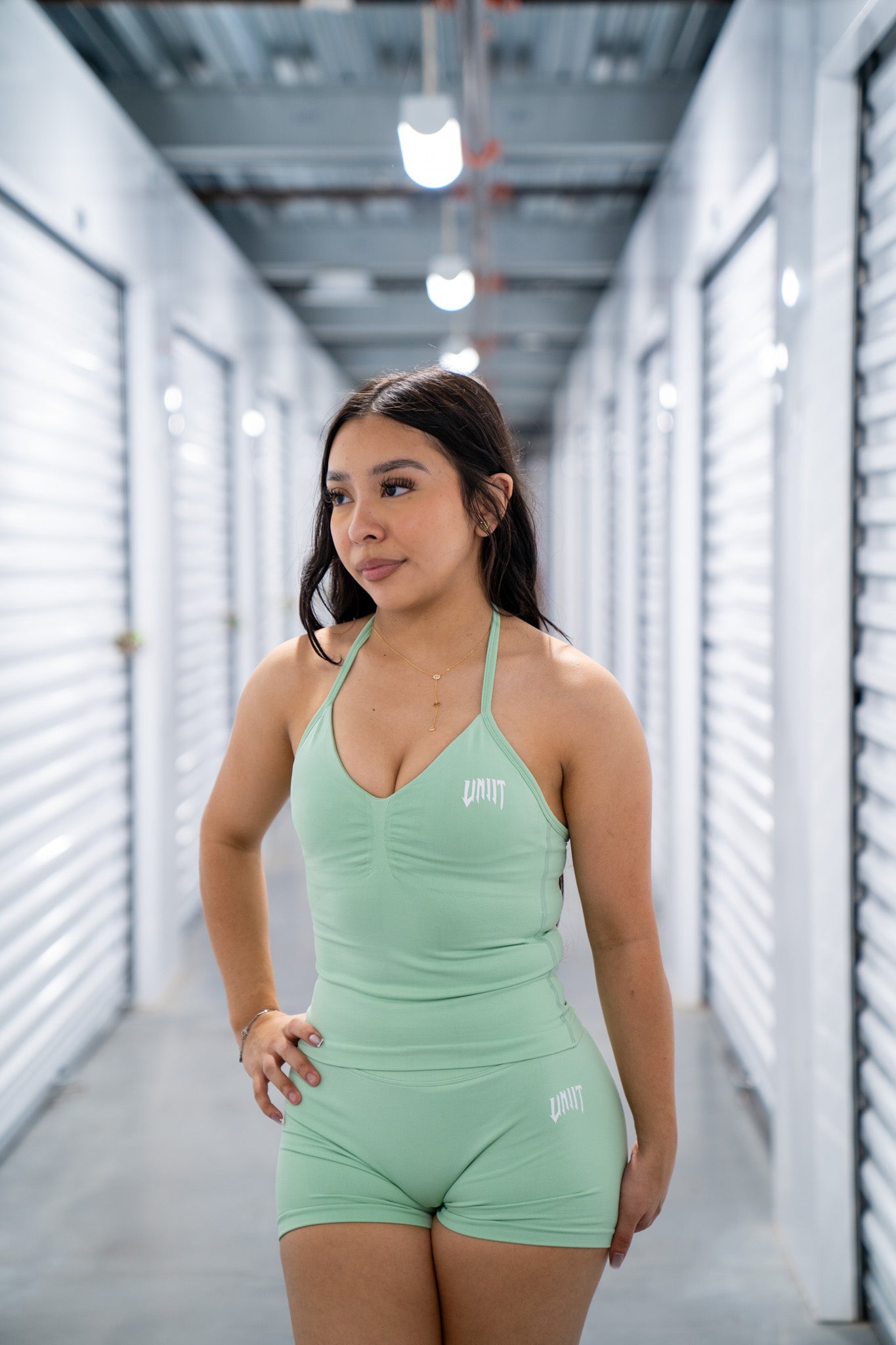 melon green halter tank top