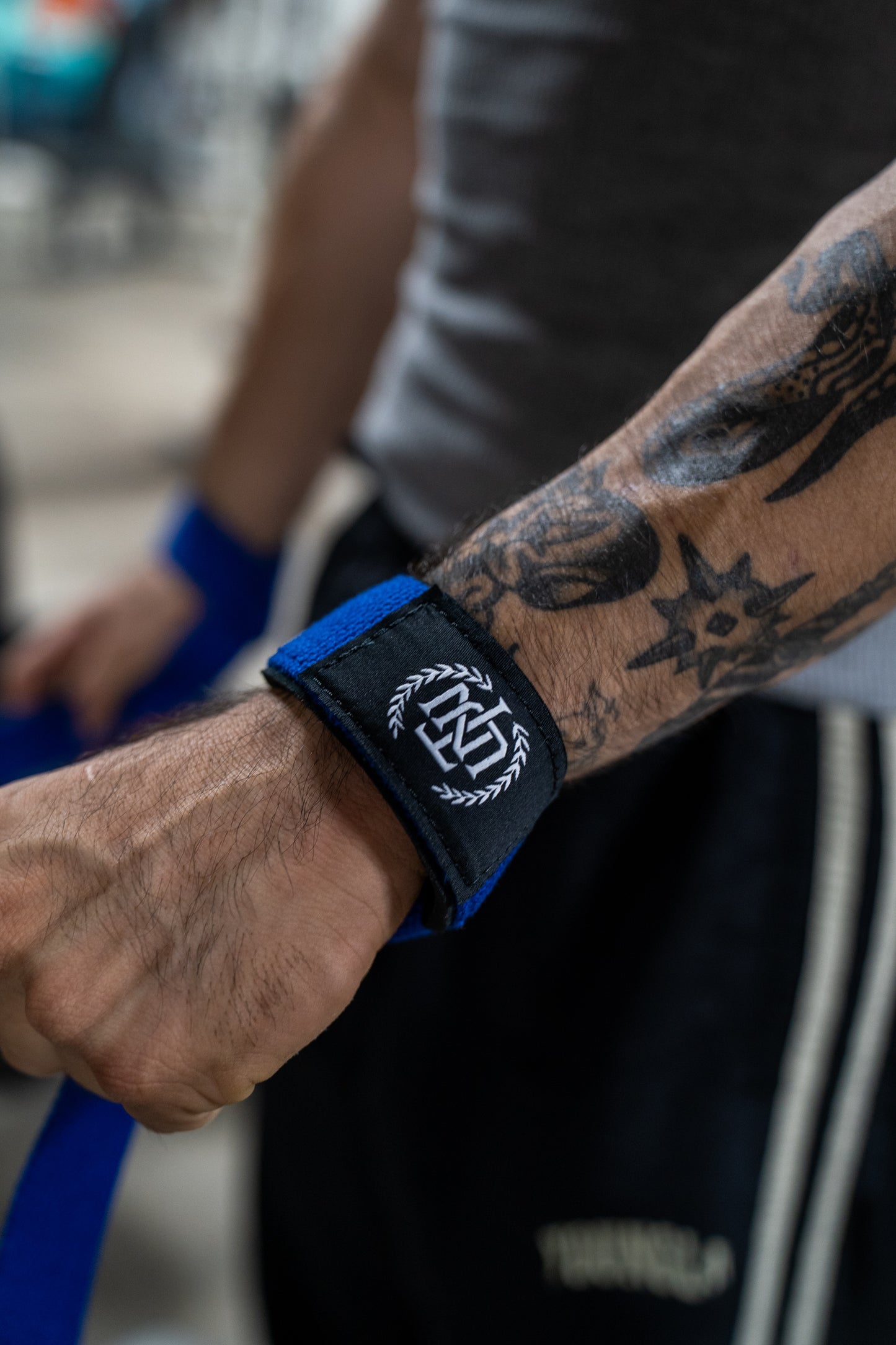 Blue lifting straps