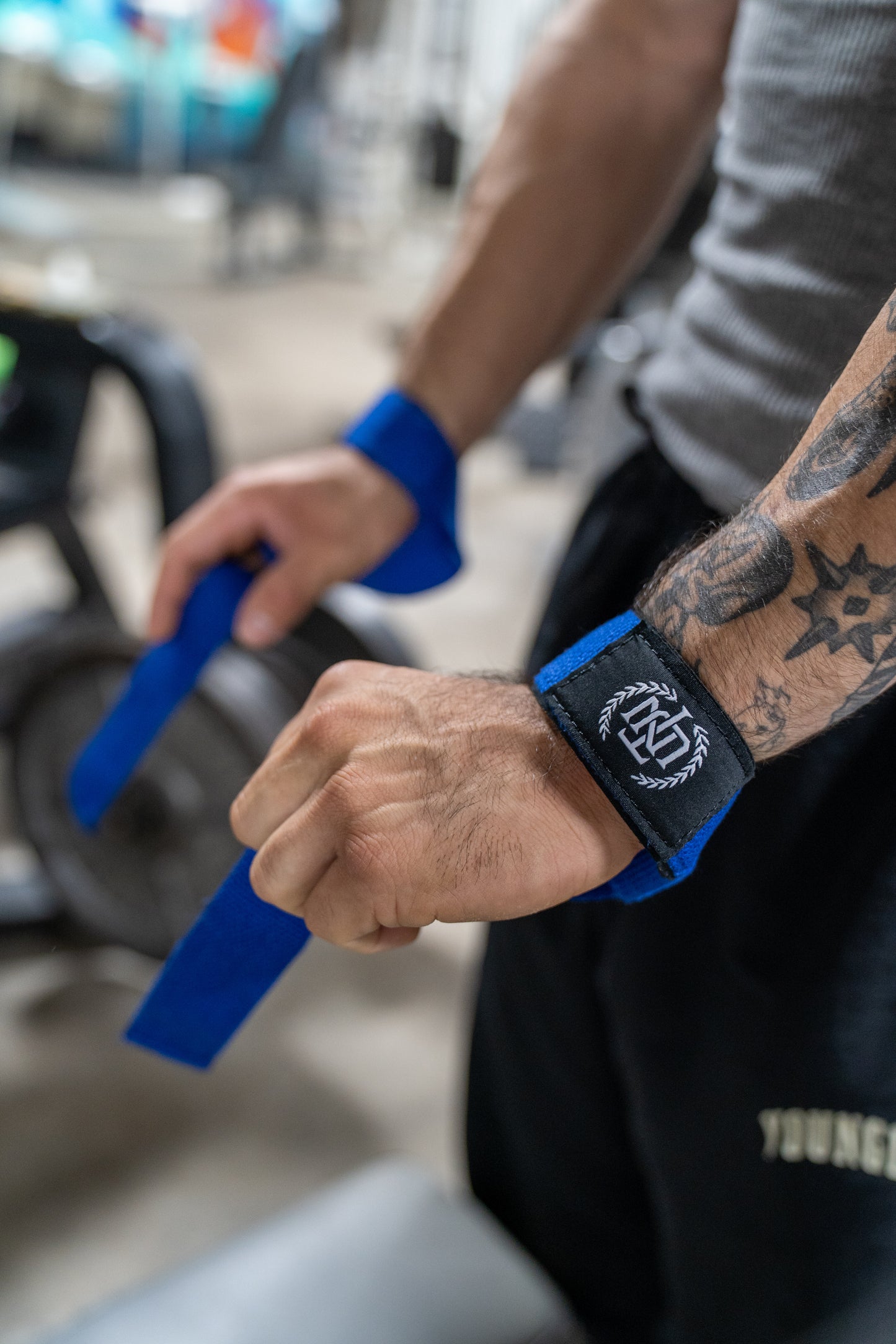 Blue lifting straps