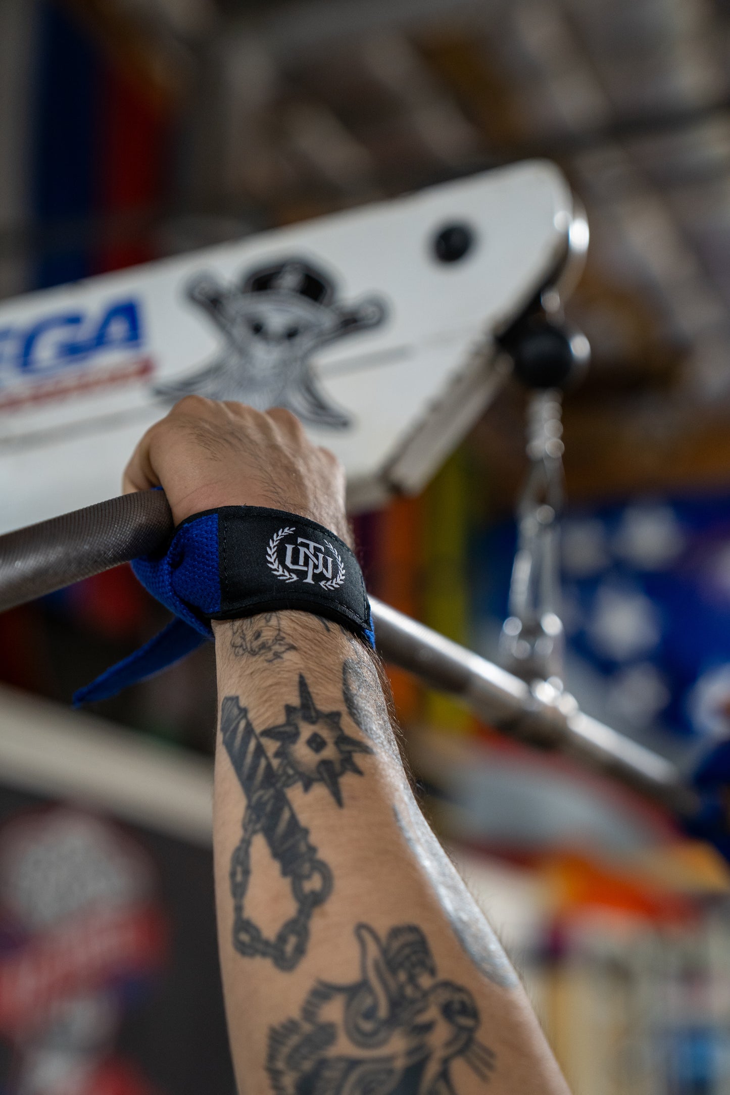 Blue lifting straps