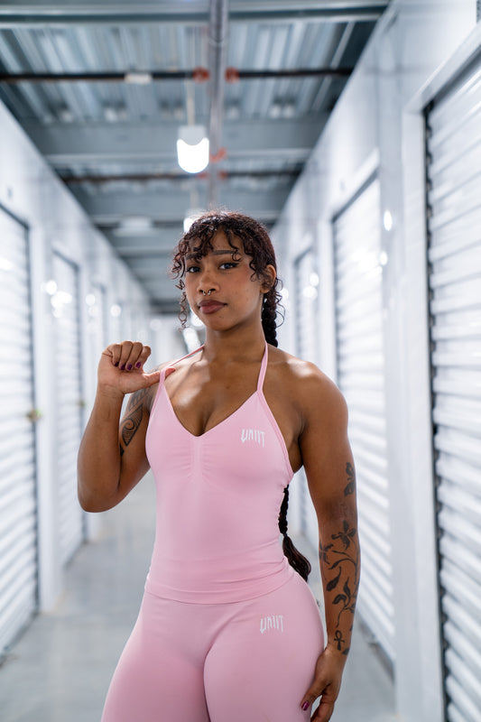 pink halter tank top