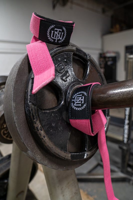 Pink lifting straps