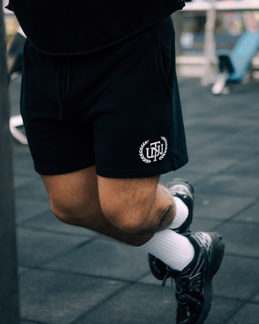Black Cotton Emblem Shorts