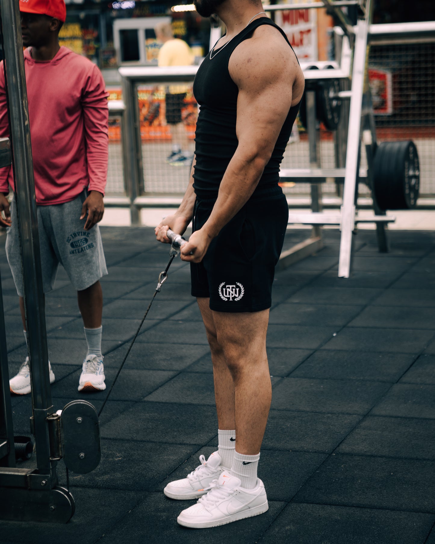 Black Cotton Emblem Shorts