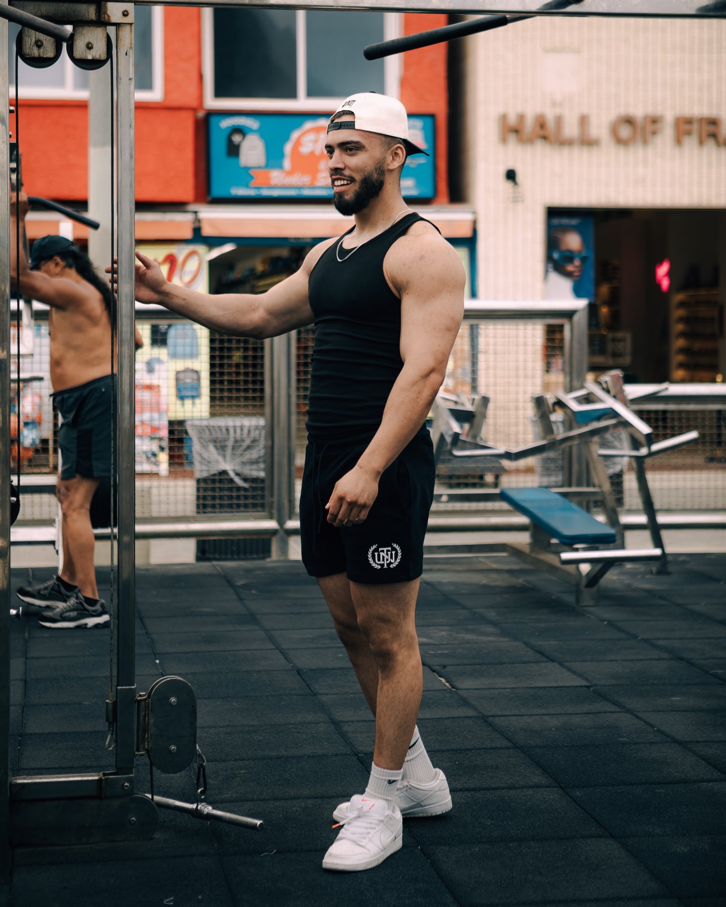 Black Cotton Emblem Shorts
